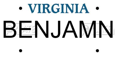 BENJAMN Virginia License Plate