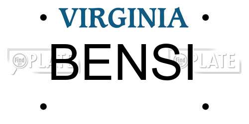 BENSI Virginia License Plate