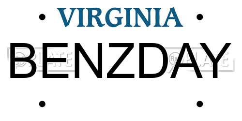 BENZDAY Virginia License Plate