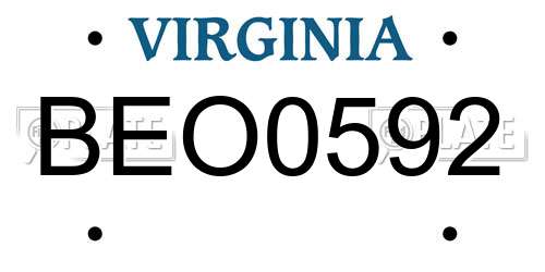 BEO0592 Virginia License Plate