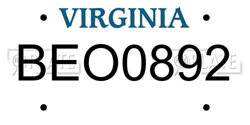 BEO0892 Virginia License Plate