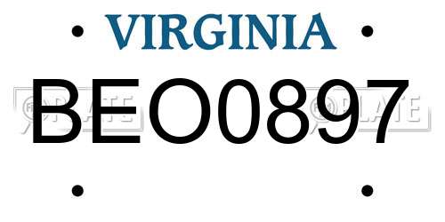 BEO0897 Virginia License Plate