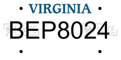 BEP8024 Virginia License Plate