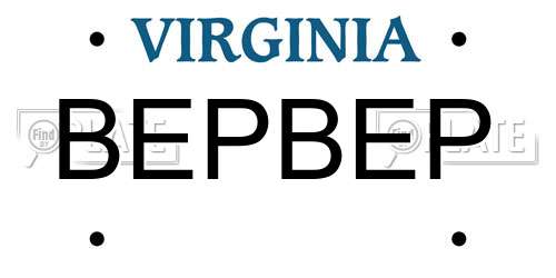 BEPBEP Virginia License Plate