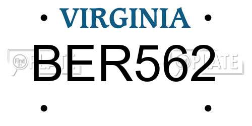 BER562 Virginia License Plate