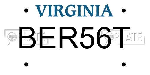 BER56T Virginia License Plate