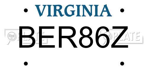 BER86Z Virginia License Plate