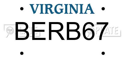 BERB67 Virginia License Plate