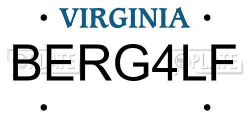 BERG4LF Virginia License Plate