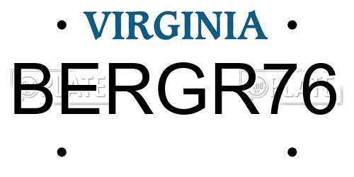 BERGR76 Virginia License Plate