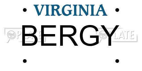 BERGY Virginia License Plate