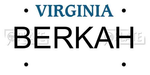 BERKAH Virginia License Plate