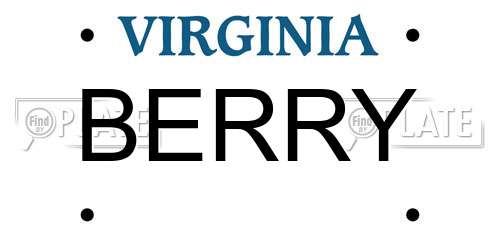 BERRY Virginia License Plate