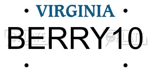 BERRY10 Virginia License Plate