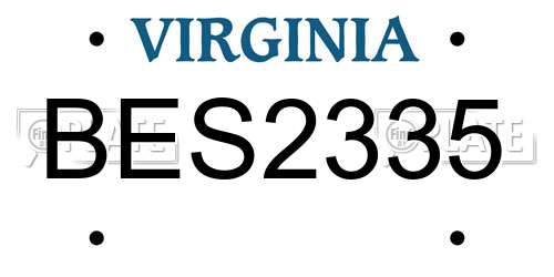 BES2335 Virginia License Plate
