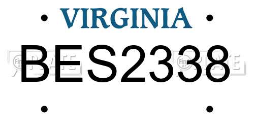 BES2338 Virginia License Plate