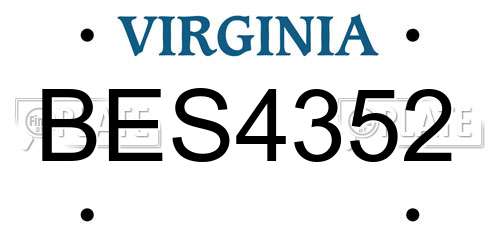 BES4352 Virginia License Plate