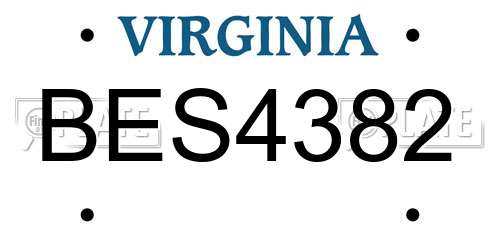 BES4382 Virginia License Plate