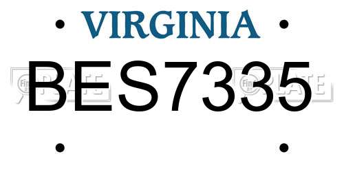 BES7335 Virginia License Plate