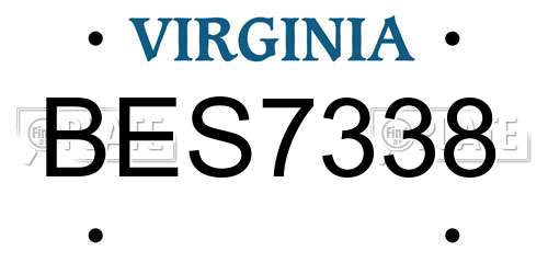 BES7338 Virginia License Plate