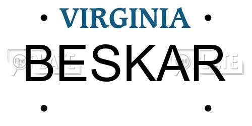 BESKAR Virginia License Plate
