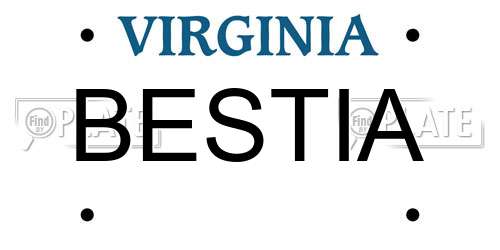 BESTIA Virginia License Plate