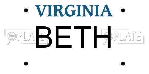 BETH Virginia License Plate