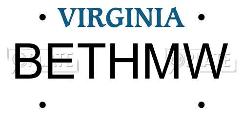 BETHMW Virginia License Plate