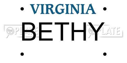 BETHY Virginia License Plate