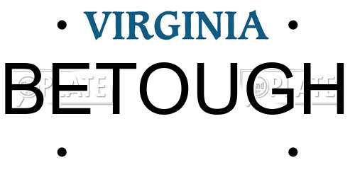 BETOUGH Virginia License Plate