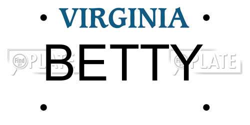 BETTY Virginia License Plate