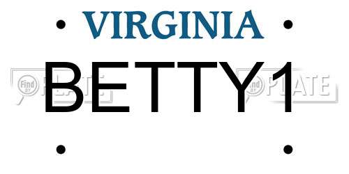 BETTY1 Virginia License Plate