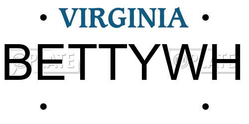BETTYWH Virginia License Plate