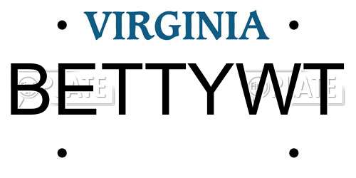 BETTYWT Virginia License Plate