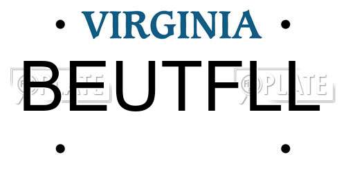 BEUTFLL Virginia License Plate