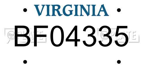 BF04335 Virginia License Plate