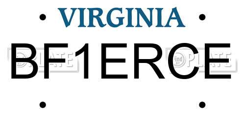 BF1ERCE Virginia License Plate
