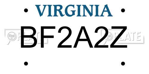 BF2A2Z Virginia License Plate