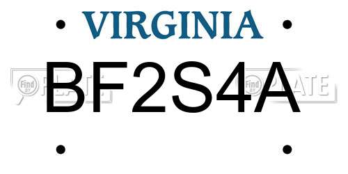 BF2S4A Virginia License Plate