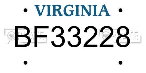 BF33228 Virginia License Plate