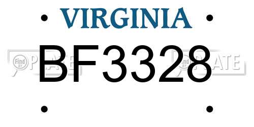 BF3328 Virginia License Plate