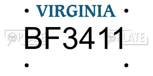 BF3411 Virginia License Plate