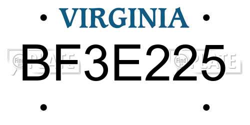 BF3E225 Virginia License Plate