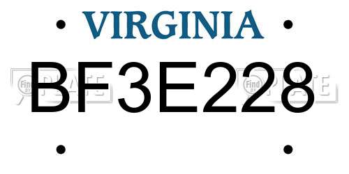BF3E228 Virginia License Plate