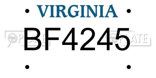 BF4245 Virginia License Plate