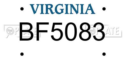 BF5083 Virginia License Plate