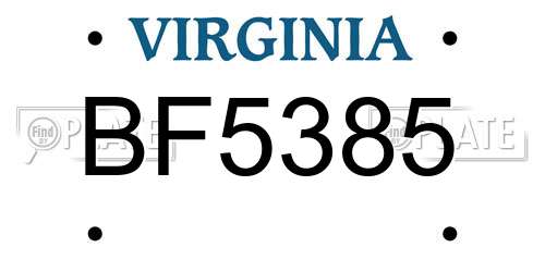 BF5385 Virginia License Plate