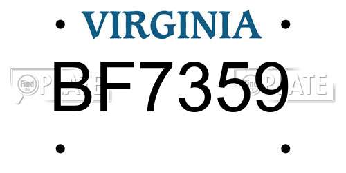 BF7359 Virginia License Plate