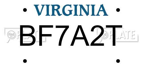 BF7A2T Virginia License Plate