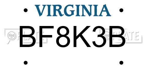BF8K3B Virginia License Plate